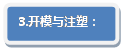 流程图: 可选过程: 3.开模与注塑：
